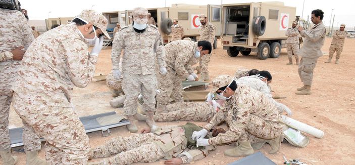 تدريبات فرضية لمواجهة الكوارث بالطب العسكري الميداني بالحرس الوطني 