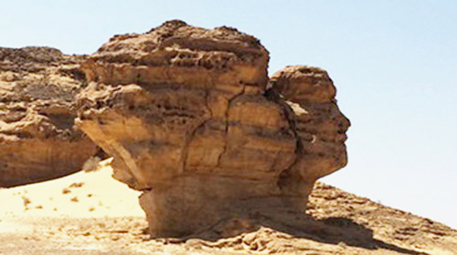  إحدى الموائد الصحراوية التي تأخذ شكل رأس آدمي، مدائن صالح، العلا