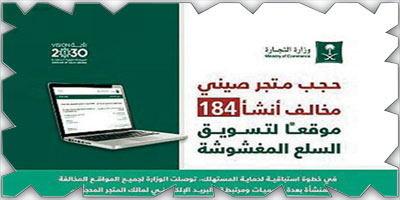 ضبط متجر أنشأ 184 موقعاً إلكترونياً لتسويق السلع المغشوشة 