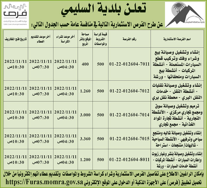 إعلان بلدية السليمي 