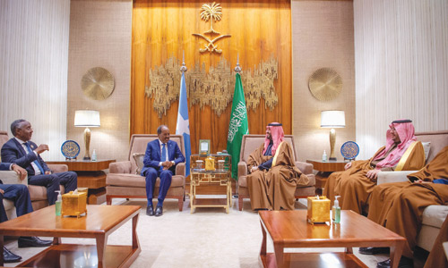  ولي العهد خلال استقباله رئيس الصومال