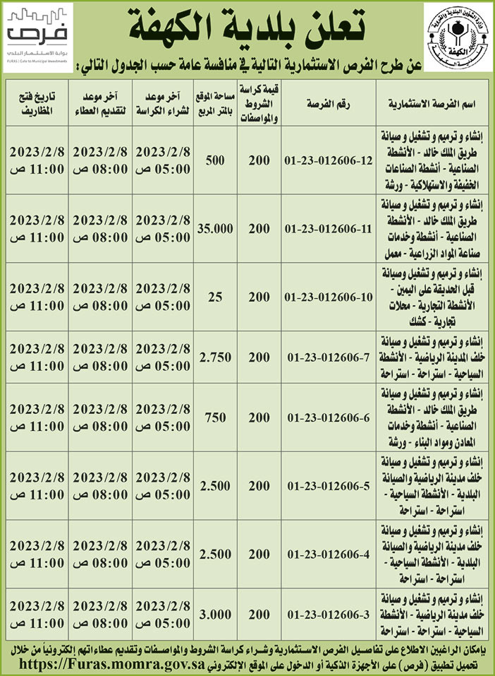 إعلان بلدية الكهفة 