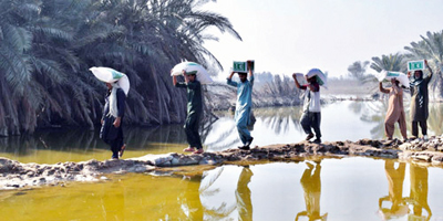 المملكة توزع (540) سلة غذائية للمتضررين من الفيضانات في باكستان 