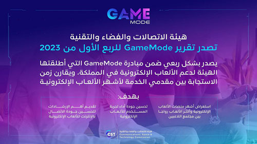 هيئة الاتصالات تصدر تقرير Game Mode للربع الأول في المملكة 