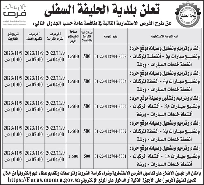 إعلان بلدية الحليفة السفلى 