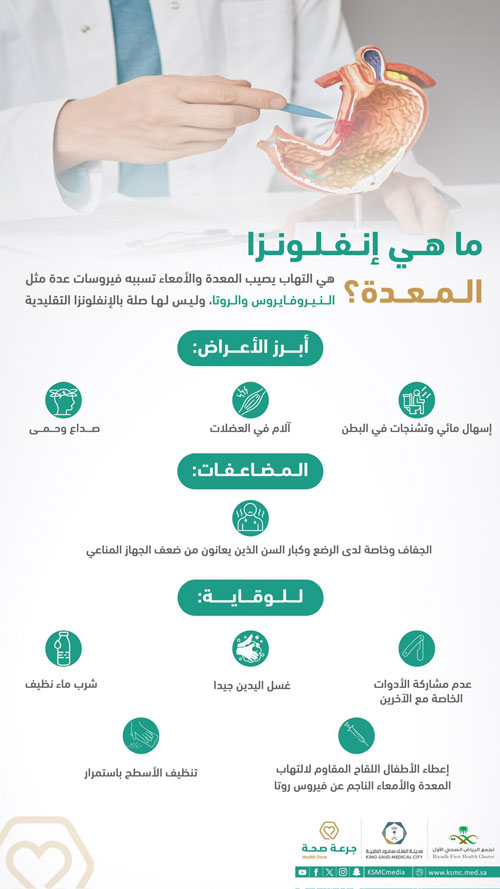 «سعود الطبية» تقدم عدة نصائح للوقاية من إنفلونزا المعدة 