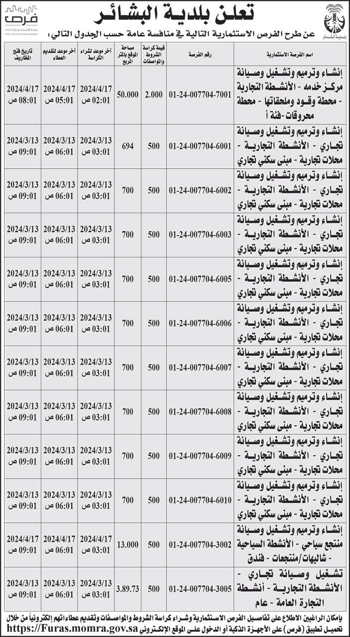 إعلان بلدية البشاير 