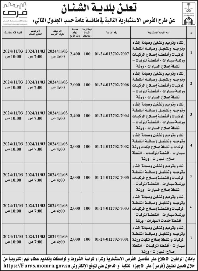 إعلان بلدية الشنان 