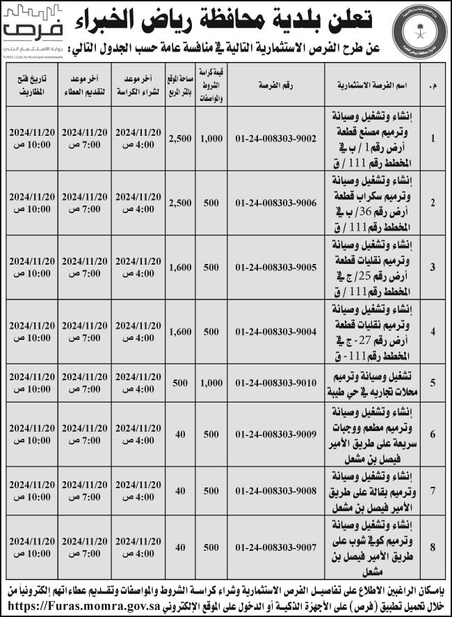 إعلان بلدية محافظة رياض الخبراء 