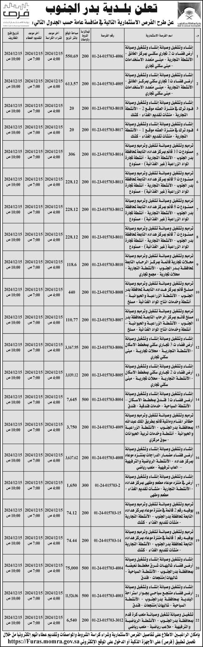 إعلان بلدية بدر الجنوب 