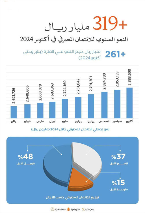 نمو الائتمان المصرفي السعودي بأكثر من 319 مليارا 